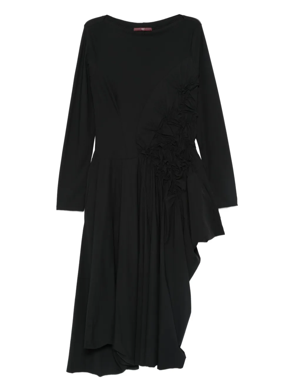 High ruched-detail asymmetric dress - ブラック High ruched-detail asymmetric dress - ブラック