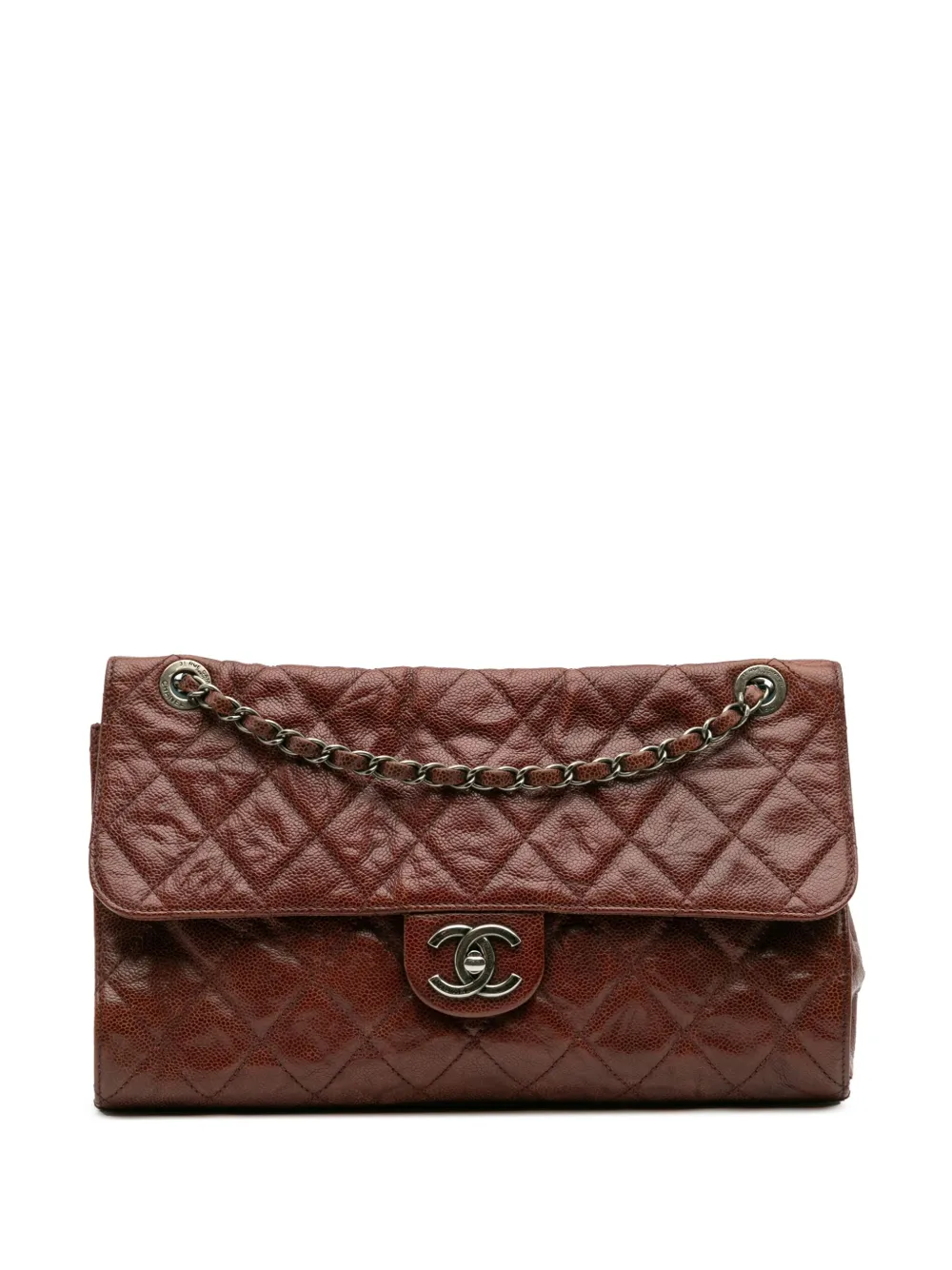 CHANEL Pre-Owned 2013-2014 Jumbo Quilted Glazed Caviar CC Crave Flap CHANEL Pre-Owned 2013-2014 Jumbo Quilted Glazed Caviar CC Crave Flap