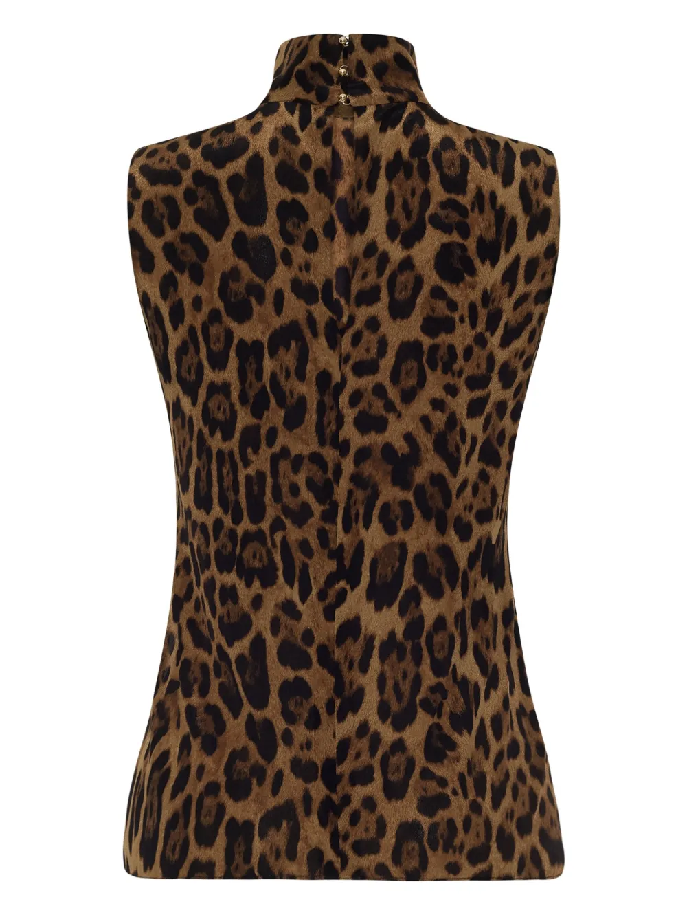 Adam Lippes Leopard-print High-neck Top In Brown