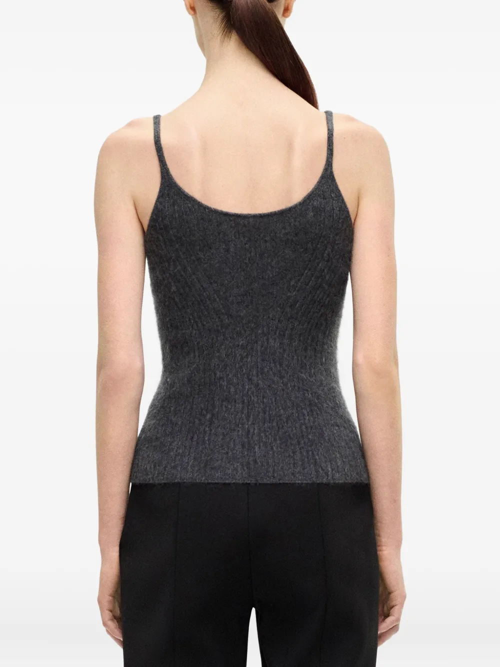 Adam Lippes Brushed Cashmere Spaghetti-strap Top In Black