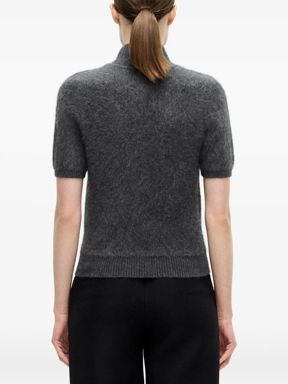 Adam Lippes Ari Brushed-cashmere Mock-neck Top In Gray
