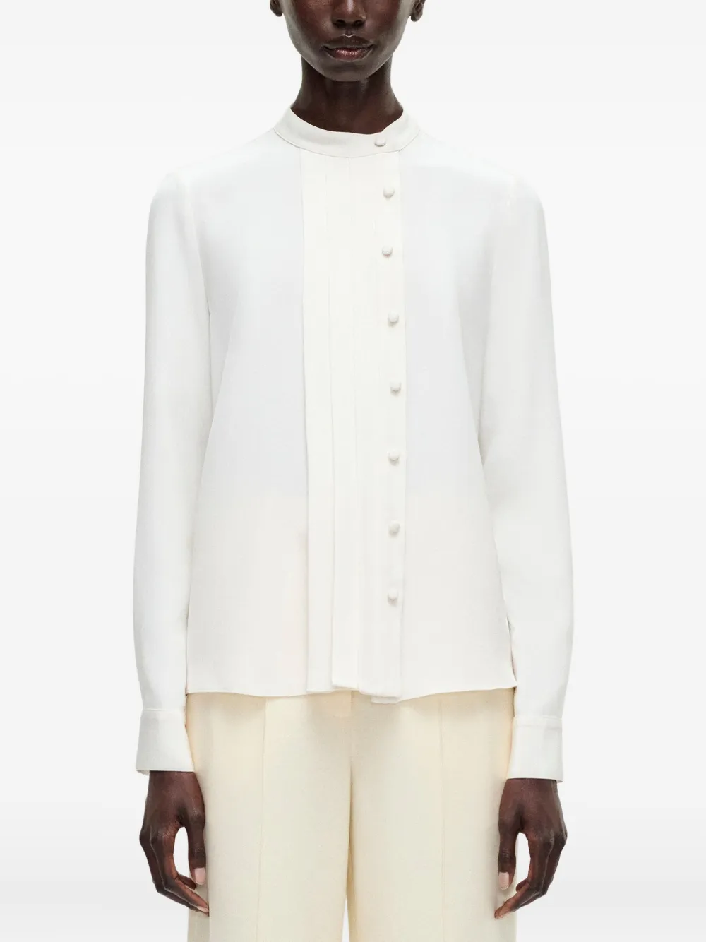 Adam Lippes Alina pleated long-sleeve blouse - Wit
