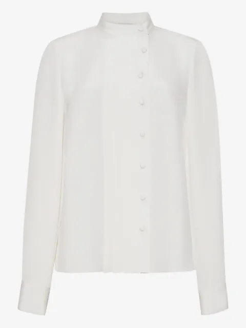 Adam Lippes Alina pleated long-sleeve blouse 