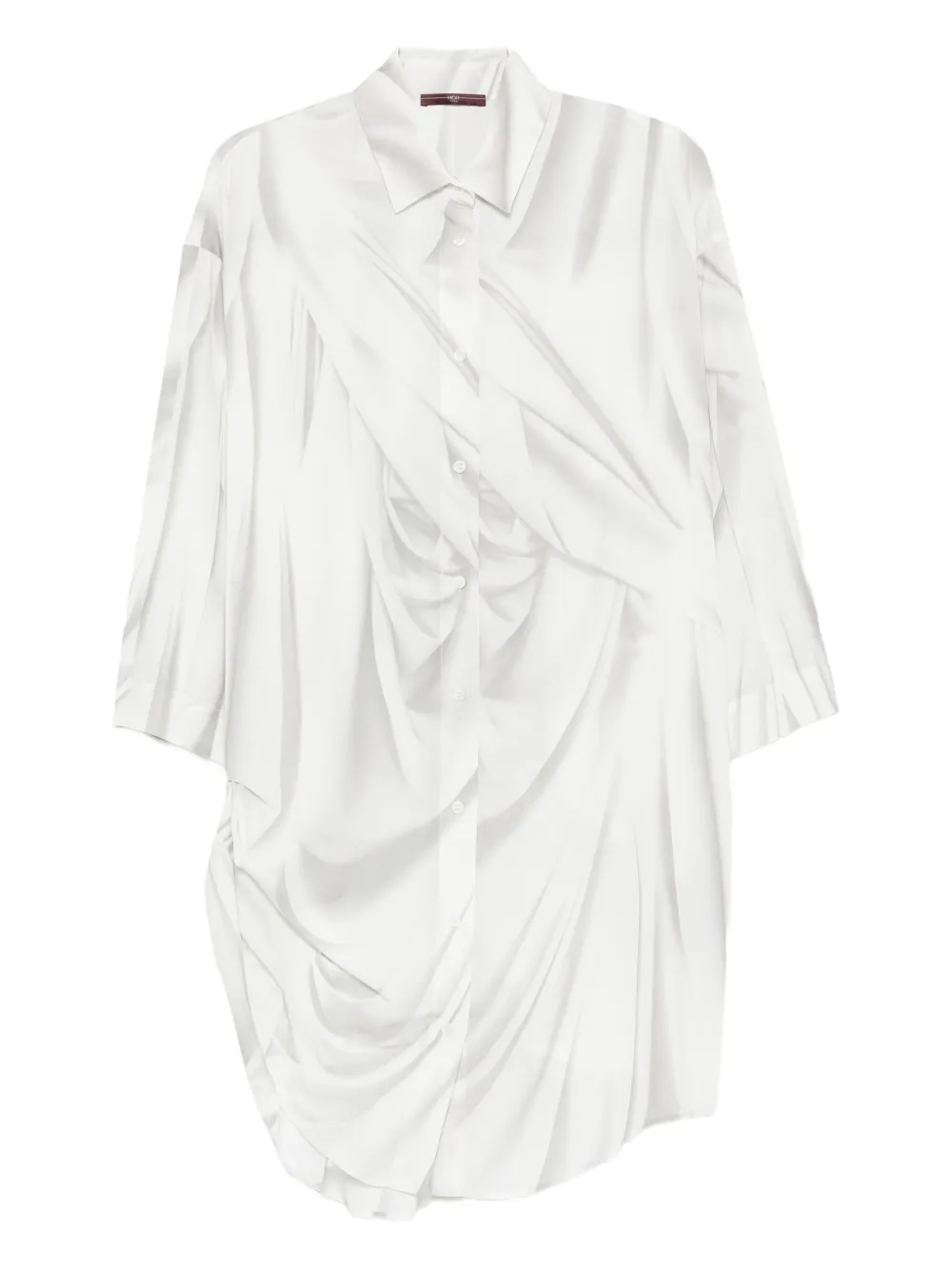 High Draped Button-front Shirt In White