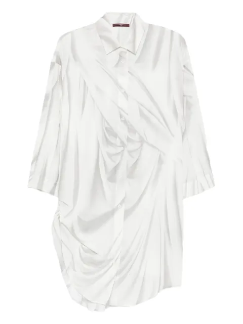 High draped button-front shirt