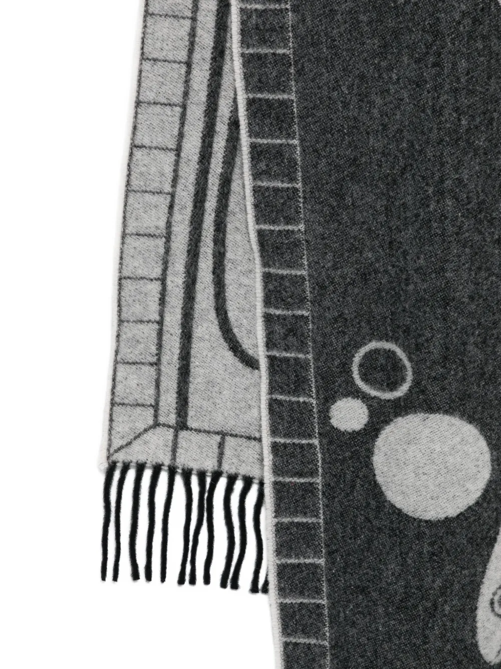 Henrik Vibskov Fish-print Fringed Scarf In Gray