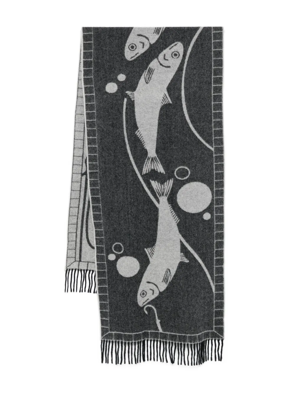 Henrik Vibskov fish-print fringed scarf | Black | Image 1
