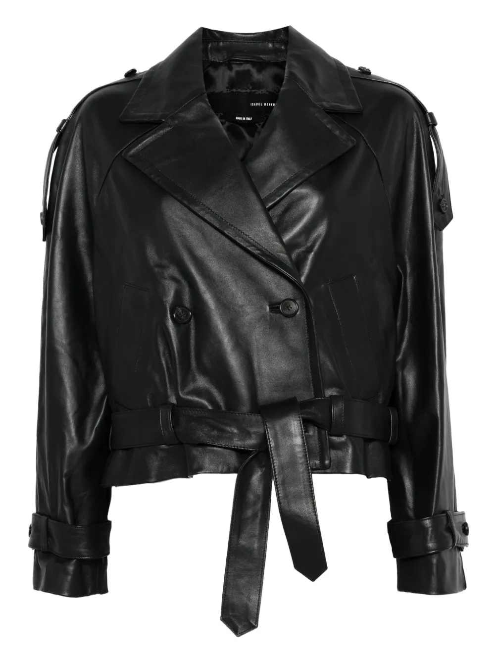 Isabel Benenato belted double-breasted leather jacket | Black | Image 1