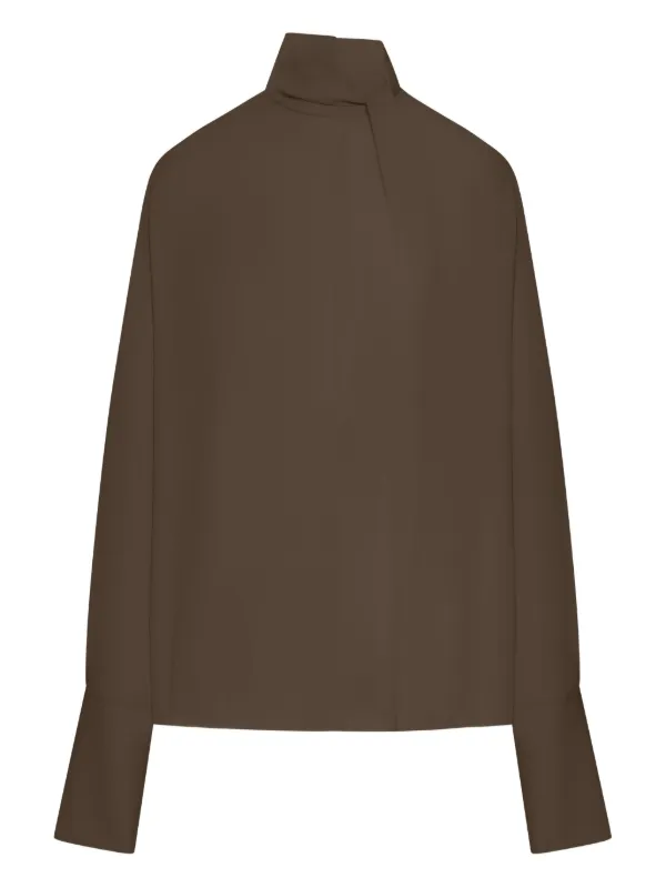 Tom Ford High-neck Blouse in Brown