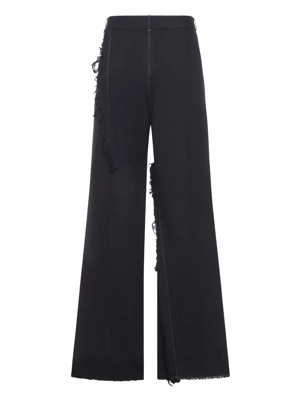 Rick Owens frayed-detail cotton trousers - Zwart