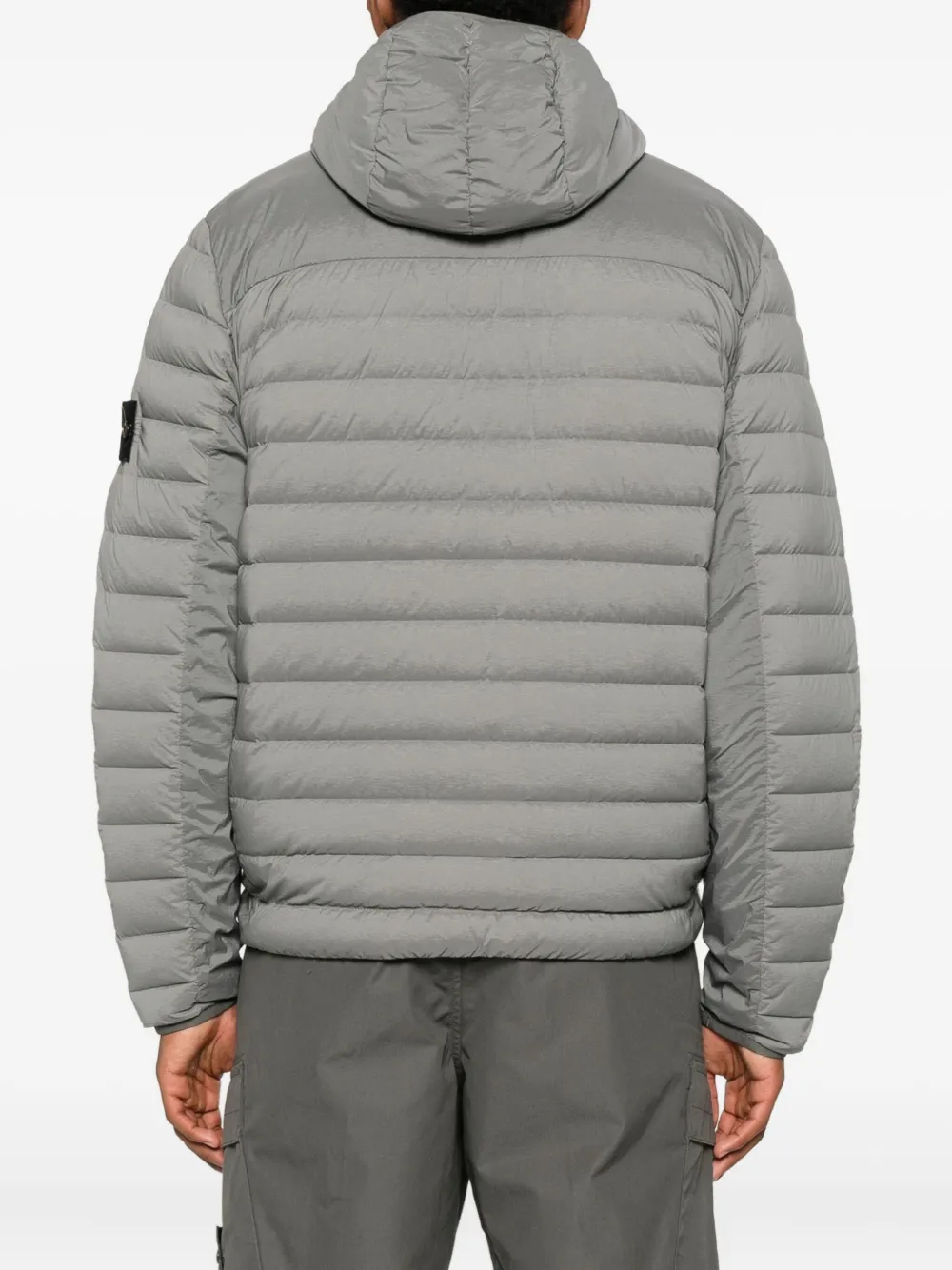 Stone Island Hooded Quilted Jacket In Gray