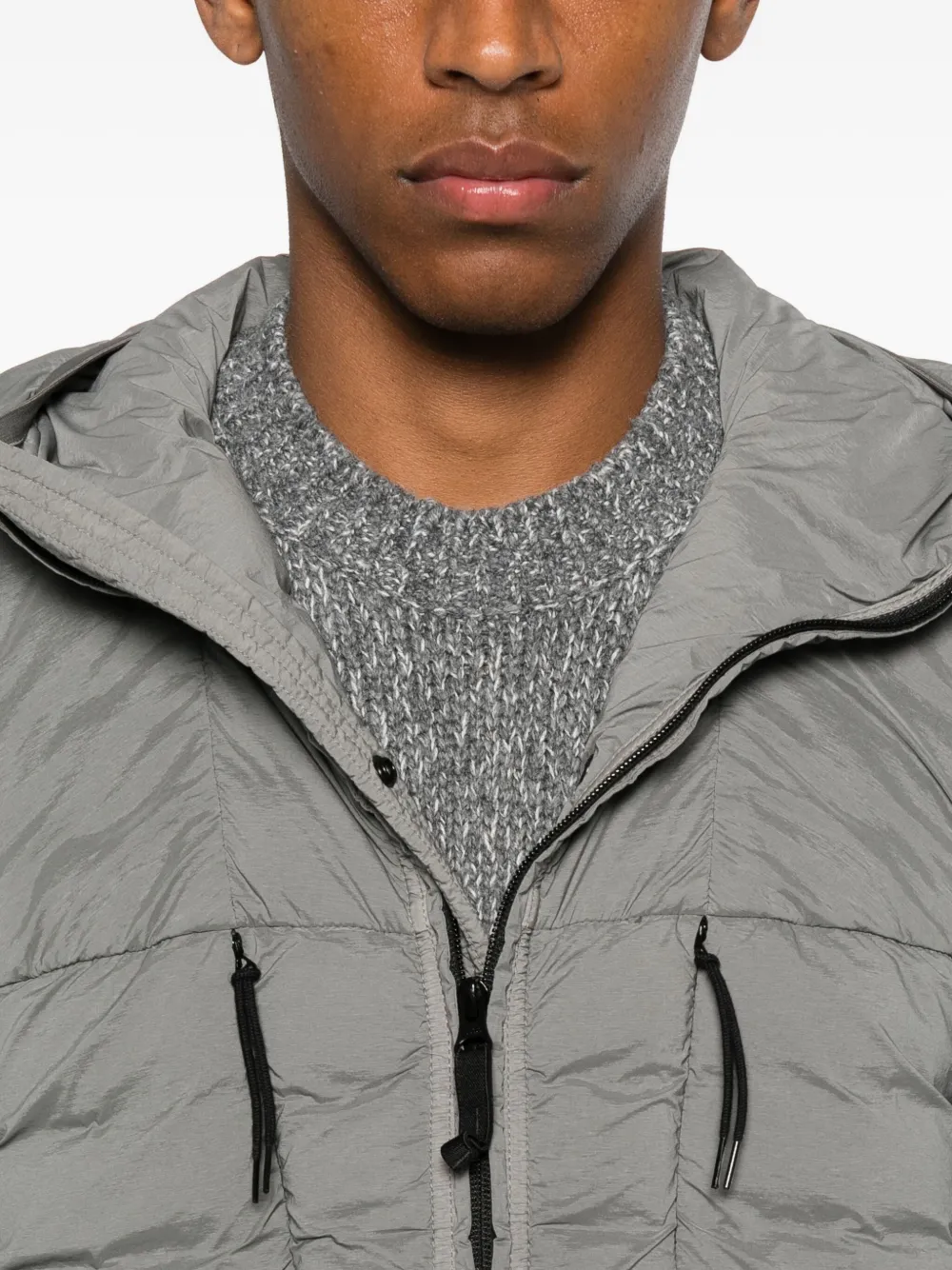 Stone Island Hooded Quilted Jacket In Gray