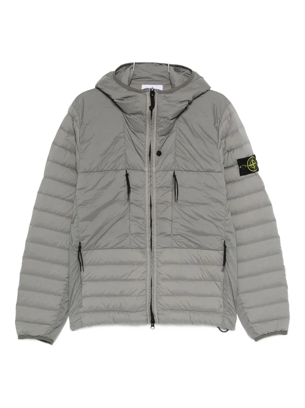 Stone Island Hooded Quilted Jacket In Gray