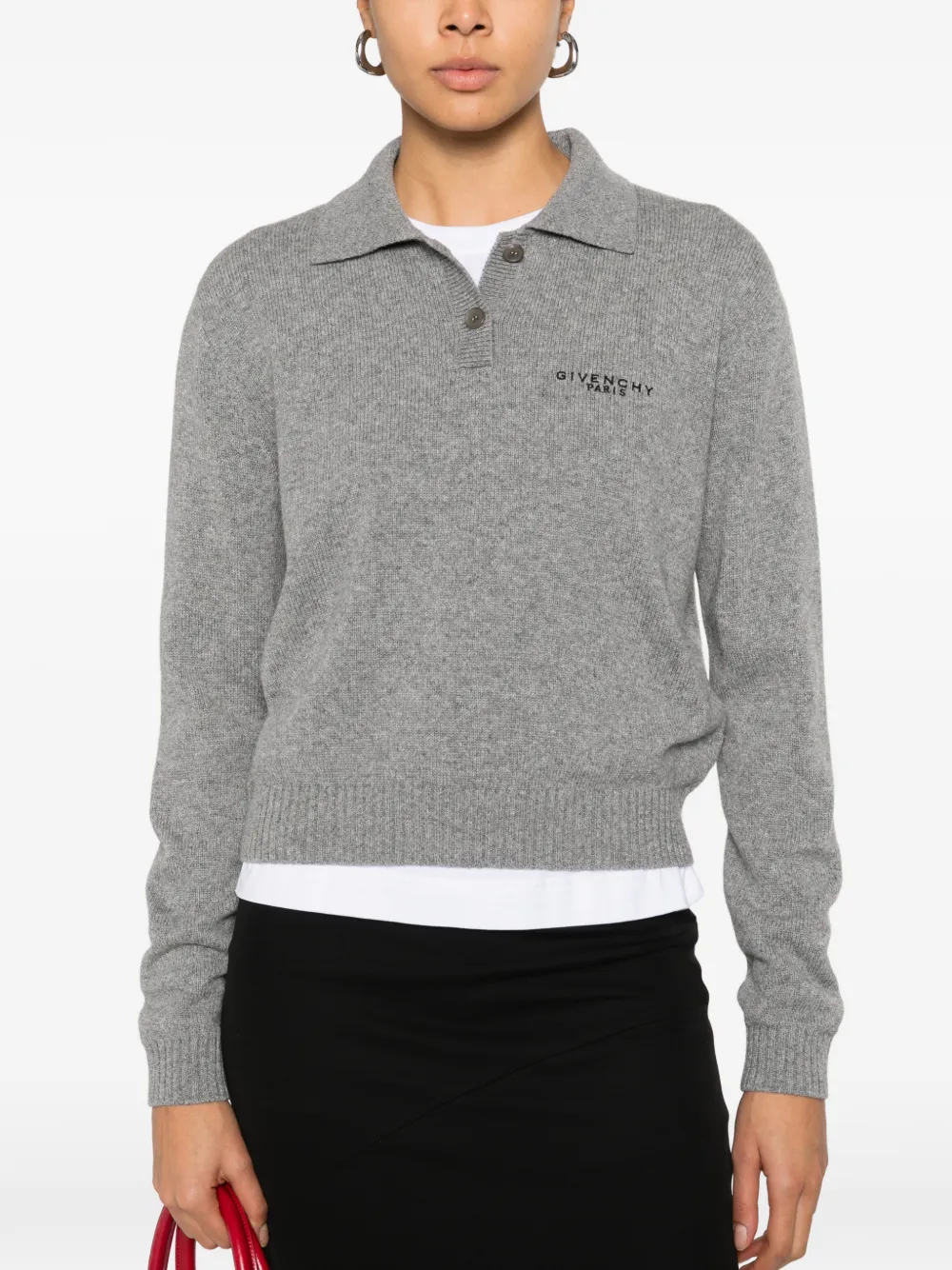 Givenchy Gebreide polotop met lange mouwen Grijs