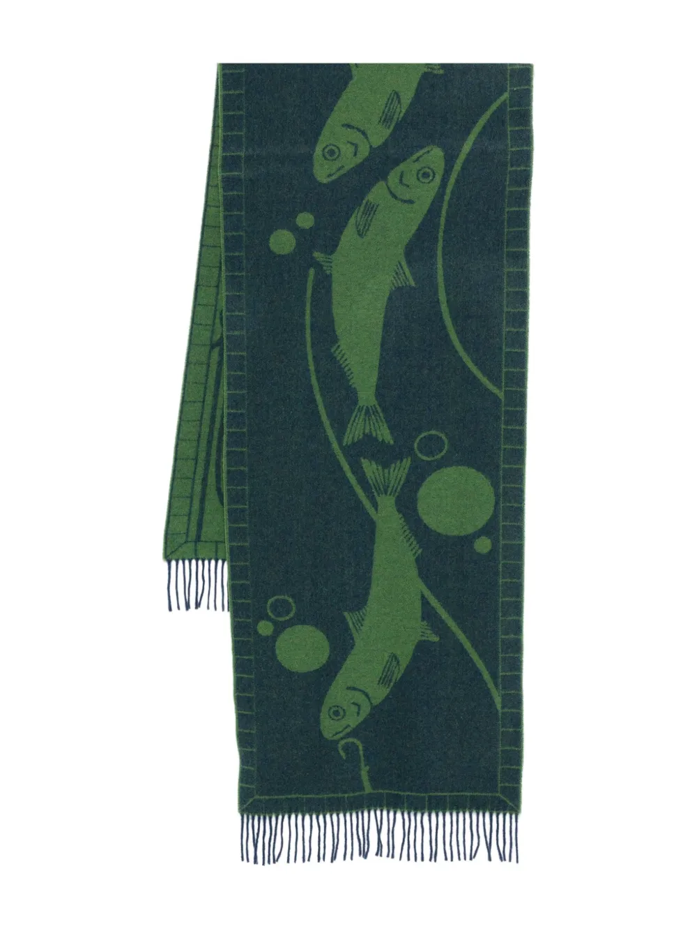 Henrik Vibskov fish-print fringed scarf | Blue | Image 1