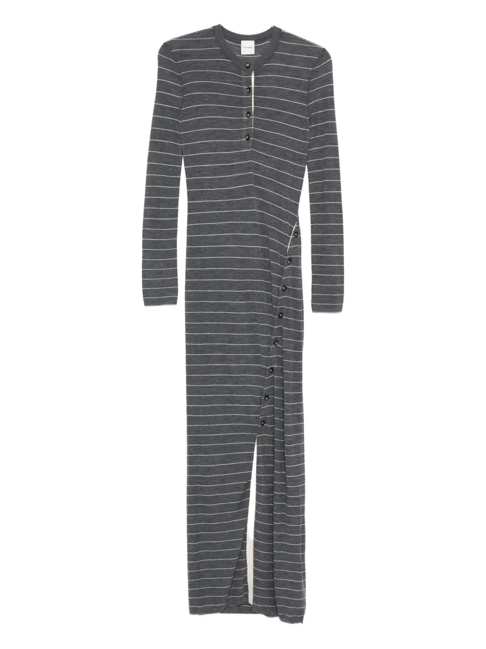 Nanushka Dakoa Buttoned Fine Merino Maxi Dress In Gray