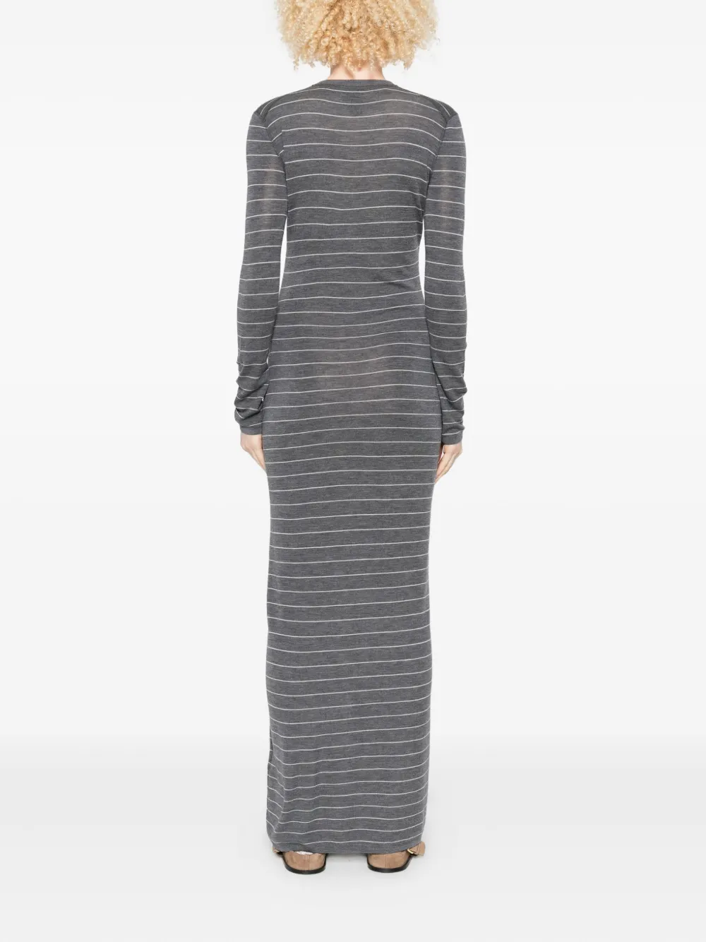 Nanushka Dakoa Buttoned Fine Merino Maxi Dress In Gray