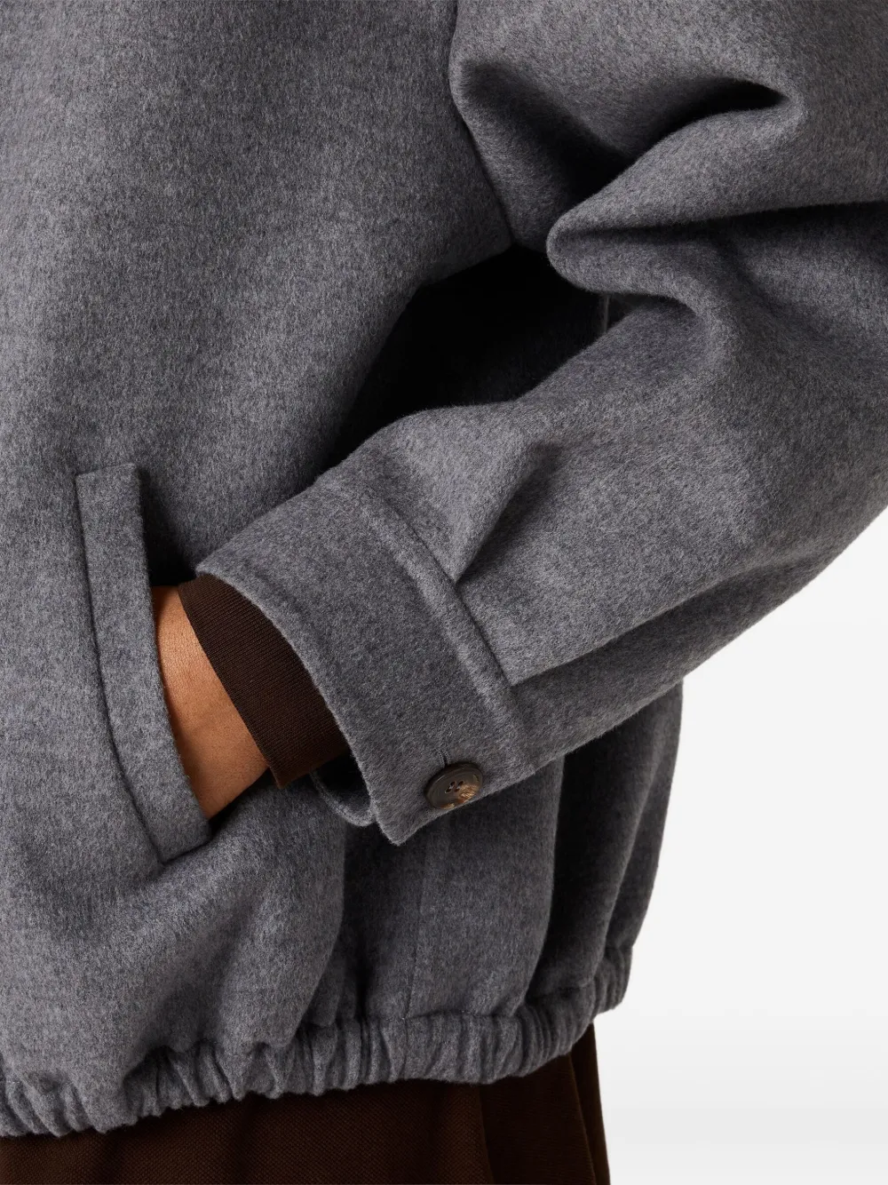 Miu Miu Embroidered-logo Wool Jacket In Gray