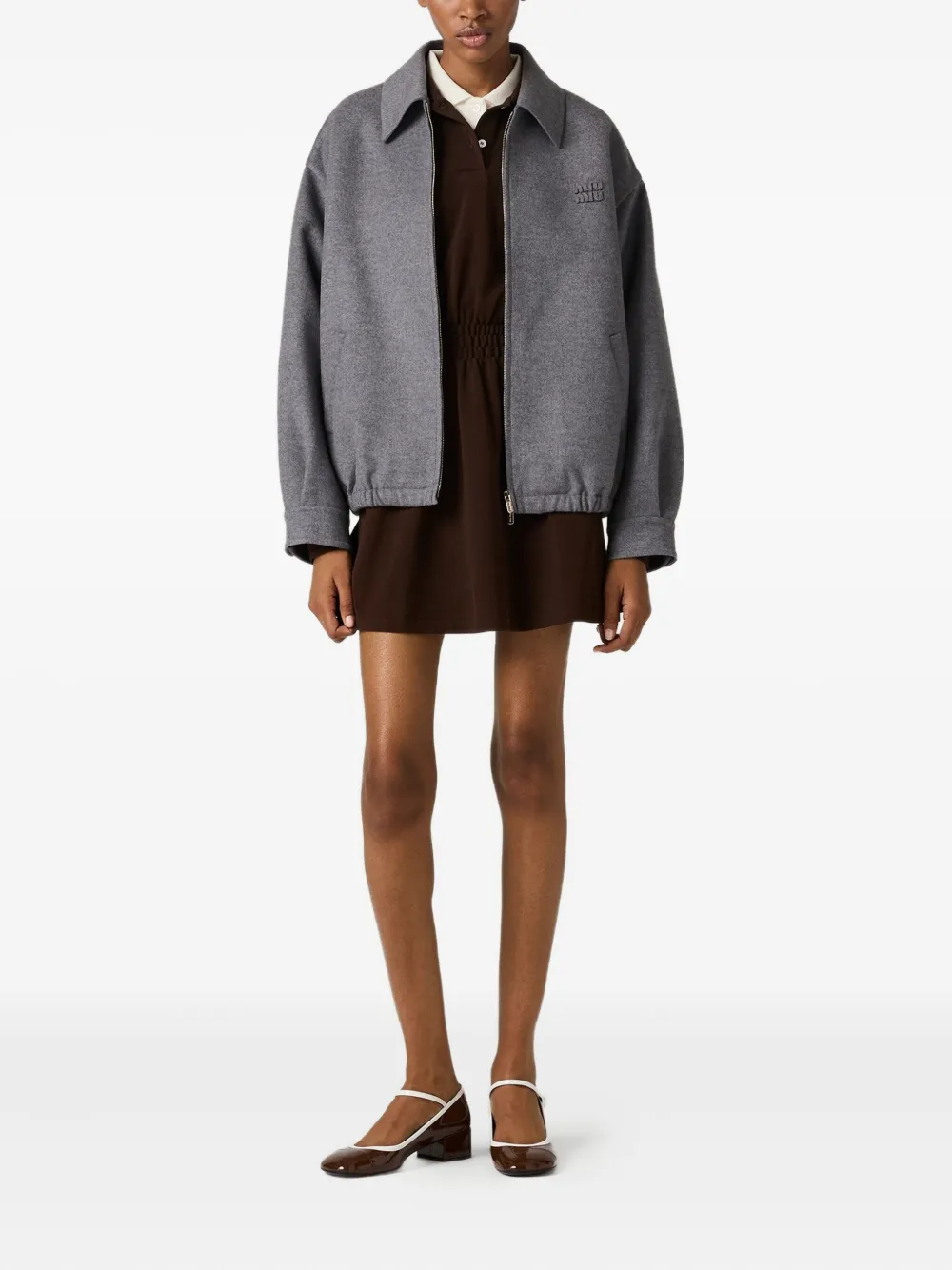 Miu Miu embroidered-logo wool jacket | Oversized Jackets | Image 2