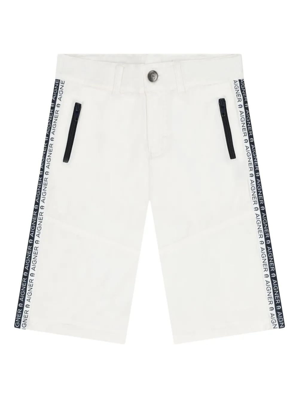 Aigner Kids logo-tape zip-pocket shorts | White | Image 1