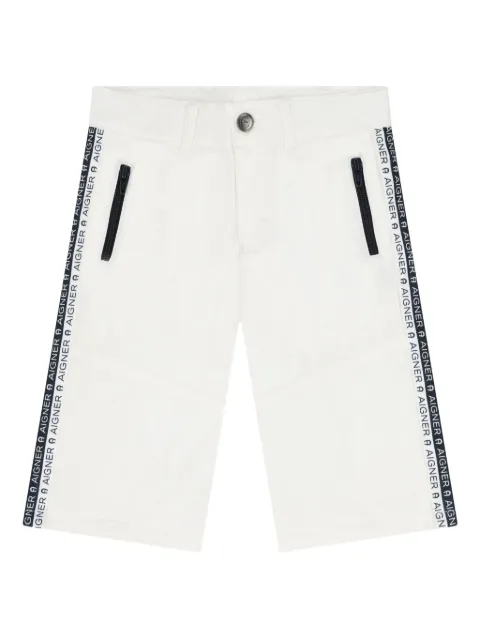 Aigner Kids logo-tape zip-pocket shorts