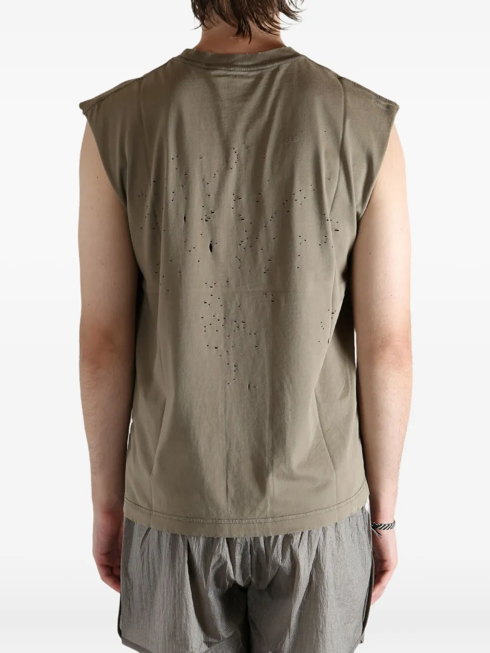 Satisfy Mothtech™ Distressed Sleeveless Vest In Green