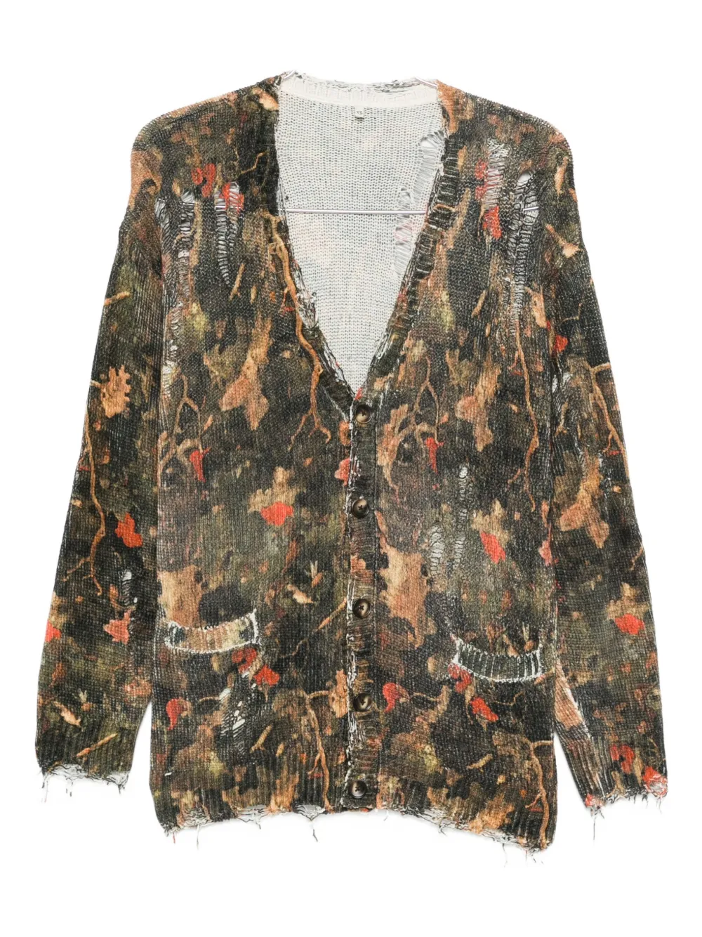 R13 Distressed Pocket Cardigan In Brown