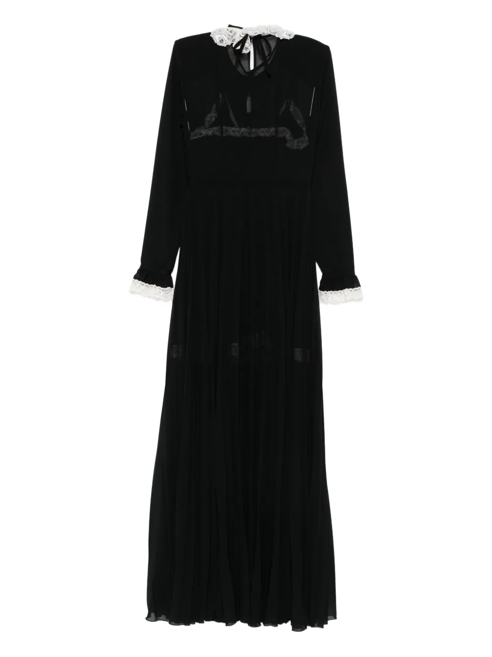 Vivetta lace-trimmed pleated maxi dress - Zwart