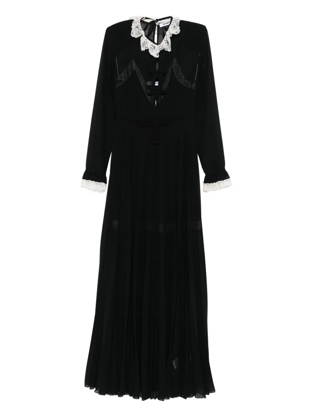 Vivetta lace-trimmed pleated maxi dress - Nero