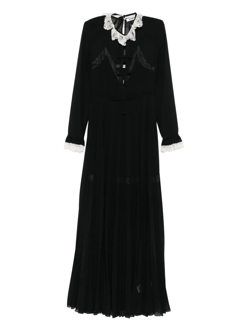 Vivetta lace-trimmed pleated maxi dress | Black | Image 1