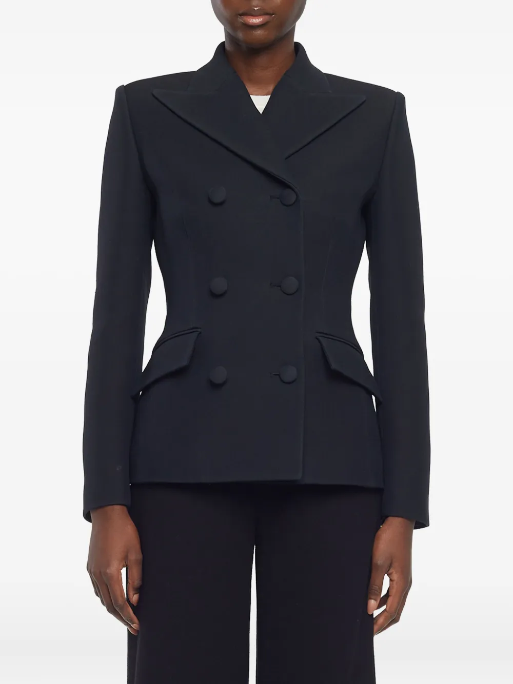 Adam Lippes Double-breasted Peak-lapel Blazer In Black