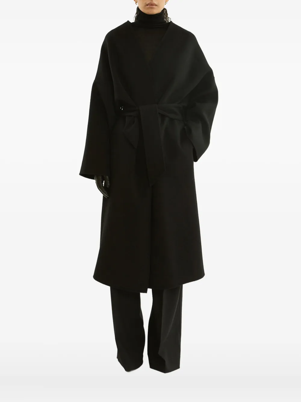 La Collection belted wrap coat | Black | Image 1