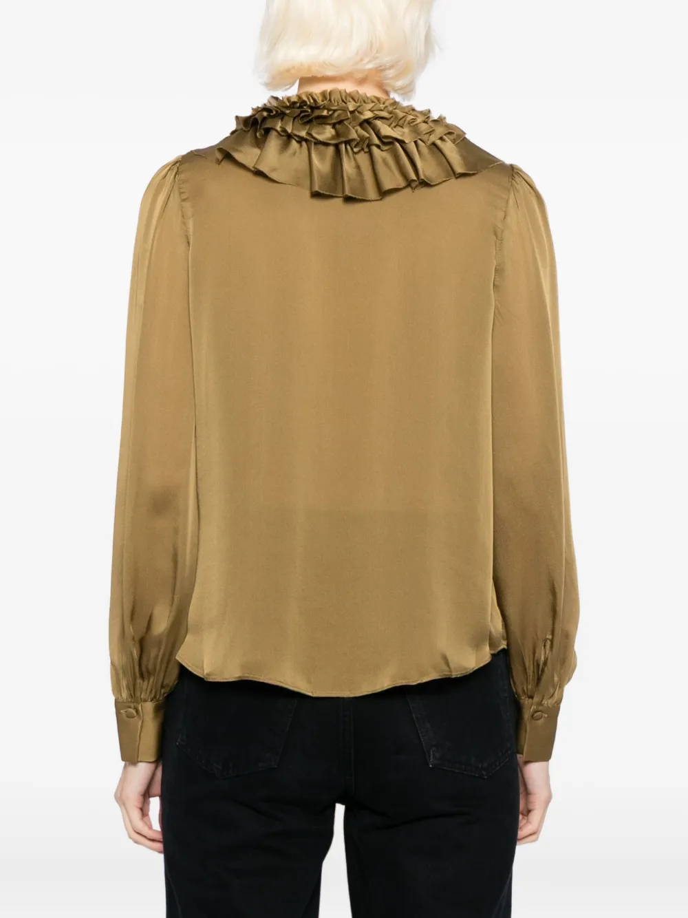 Ulla Johnson Rouen Ruffled Silk Blouse In Brown