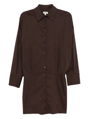 Attico Long-sleeve Mini Shirt Dress - Brown