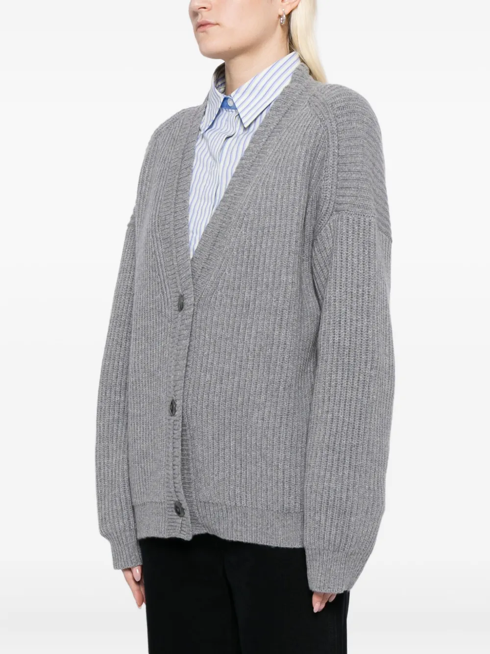 Twp Ribbed Cashmere Cardigan In Gray