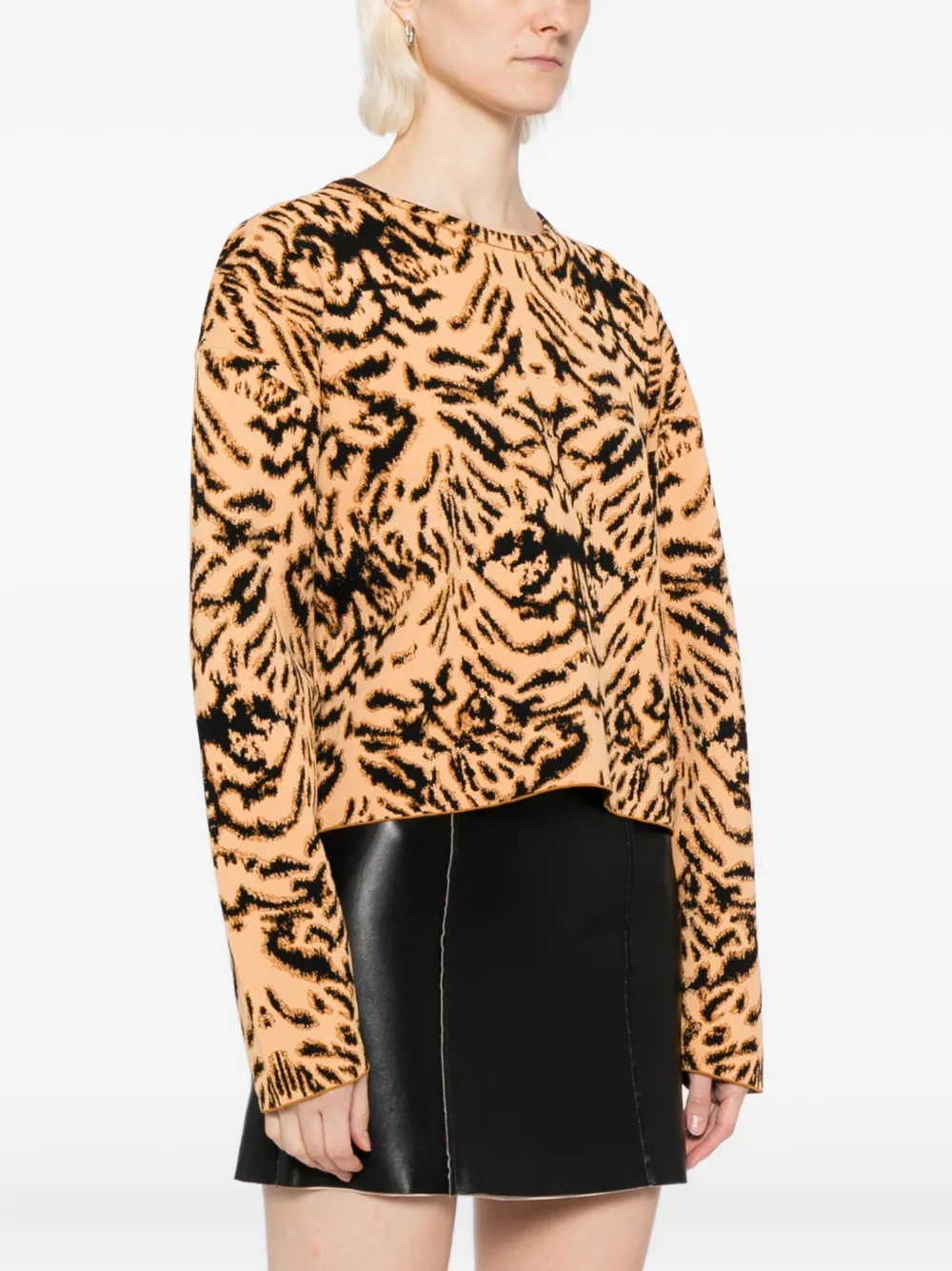 Ulla Johnson Cade Jacquard Knit Long Sleeve Pullover Bengal In Brown