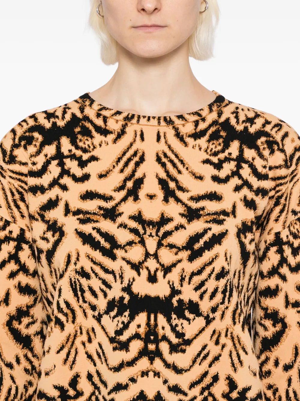 Ulla Johnson Cade Jacquard Knit Long Sleeve Pullover Bengal In Brown