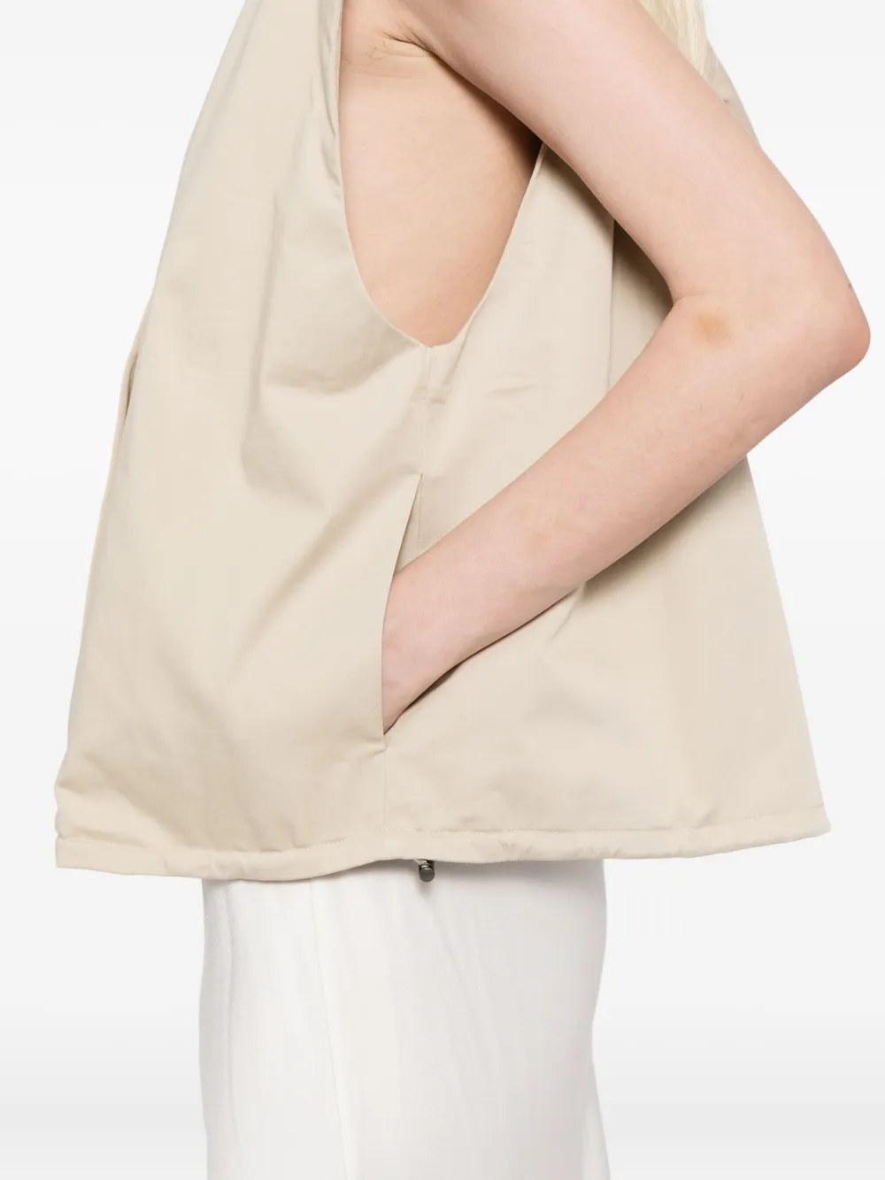 St Agni Hooded Sleeveless Jacket In Neutral