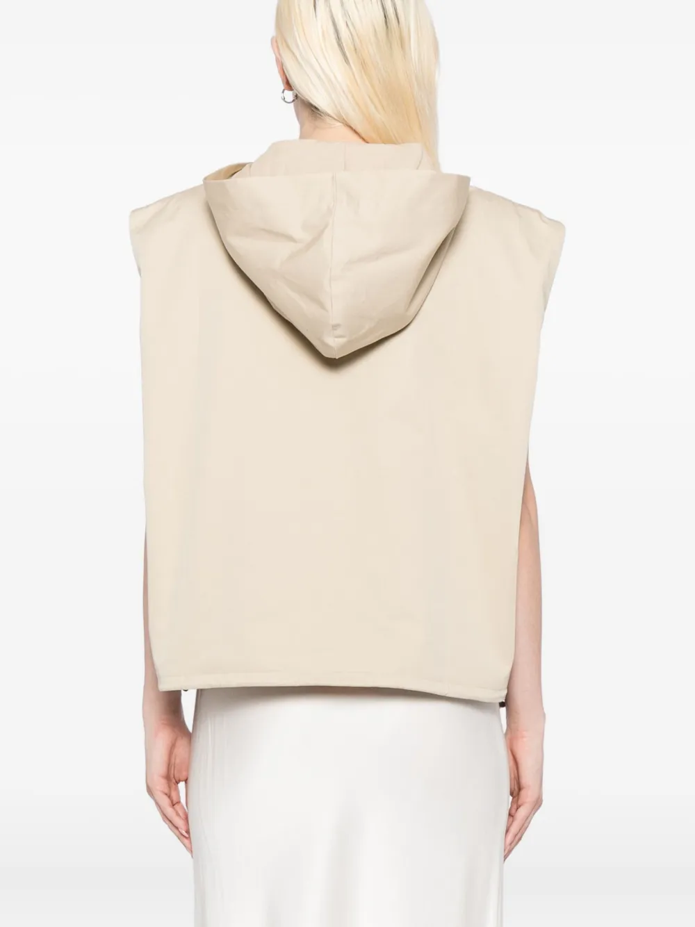 St Agni Hooded Sleeveless Jacket In Neutral