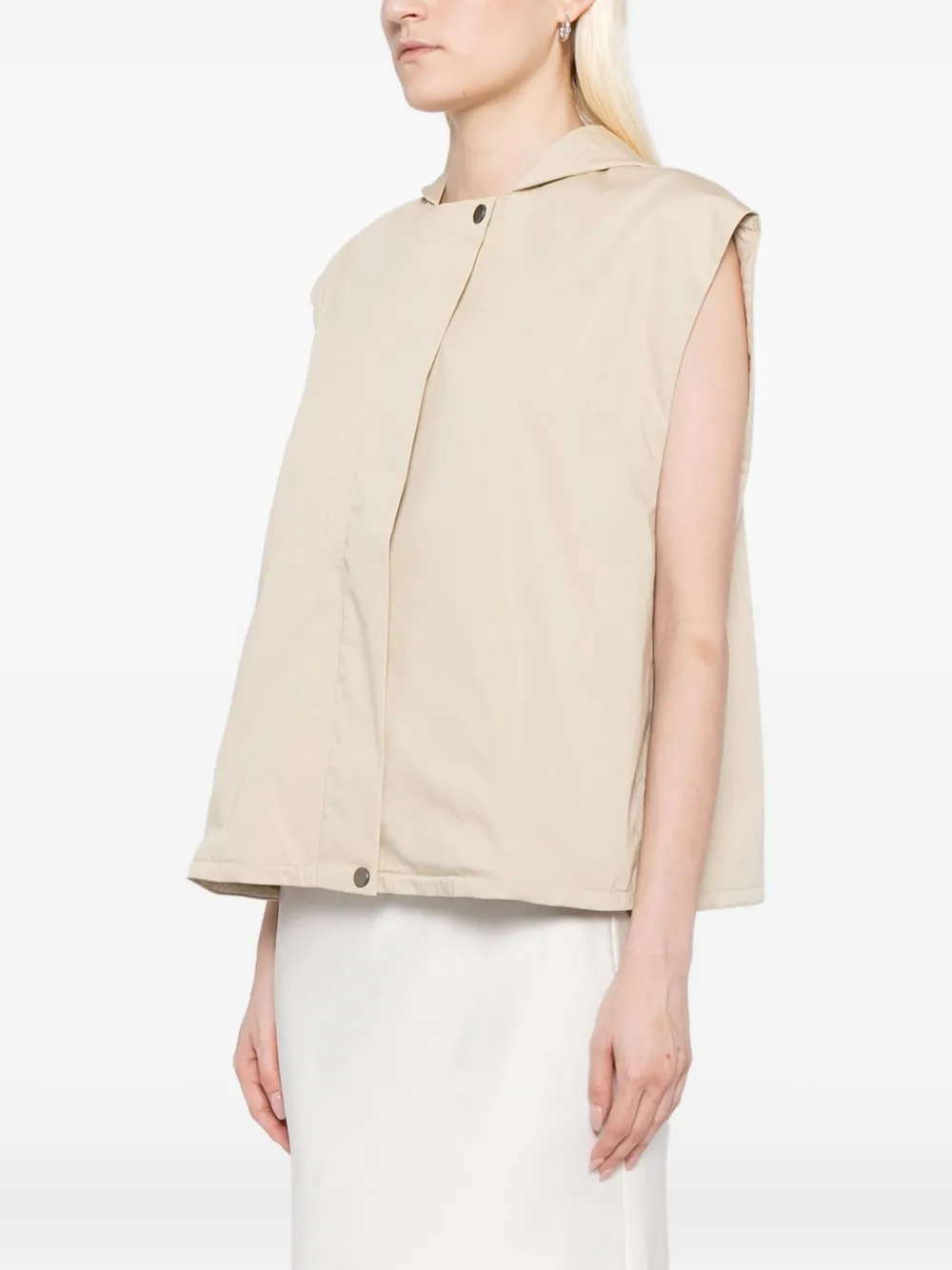 St Agni Hooded Sleeveless Jacket In Neutral