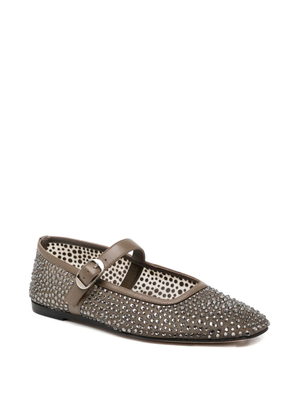 Le Monde Beryl crystal-embellished ballet flats Brown