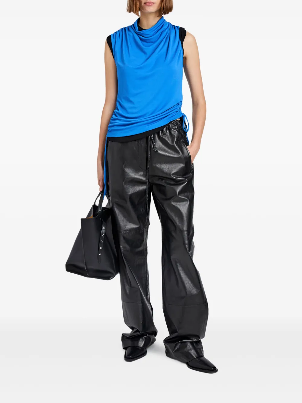 Proenza Schouler White Label Elna cowl-neck drawstring top | Blouses | Image 2