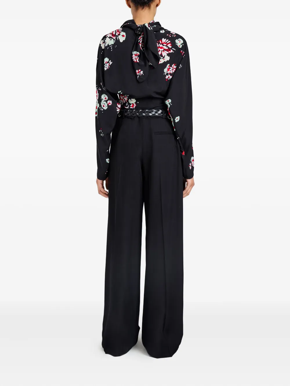 Proenza Schouler Blouse met col en bloemenprint Zwart