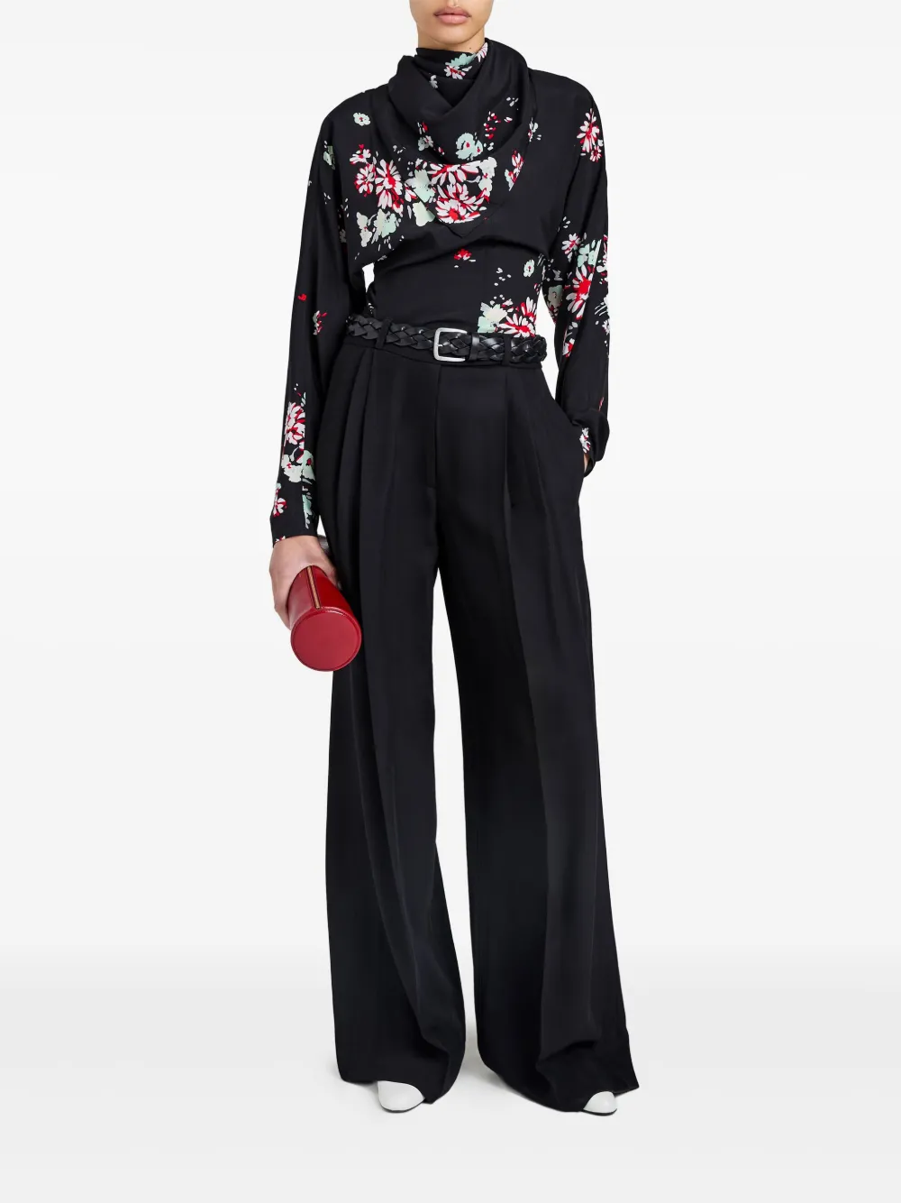 Proenza Schouler Blouse met col en bloemenprint - Zwart
