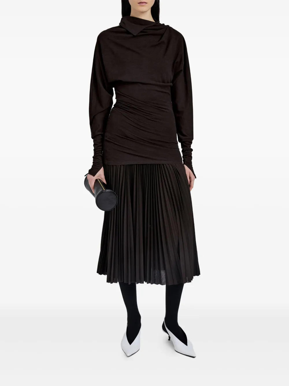 Proenza Schouler Gedrapeerde top met col - Bruin