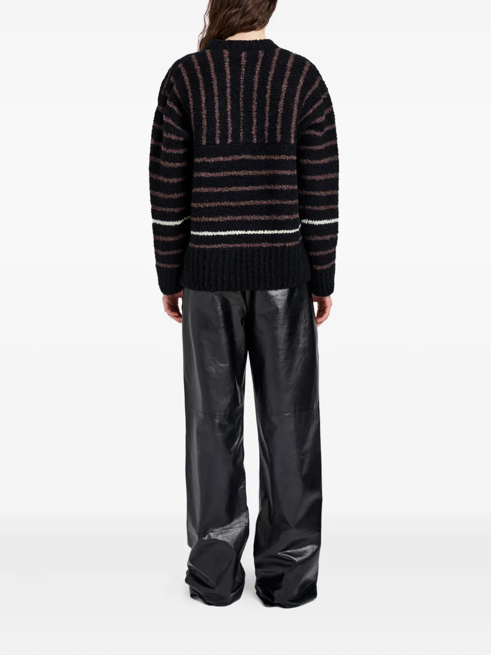 Proenza Schouler White Label Leonie Sweater In Stripe Wool Black Multi In Multi