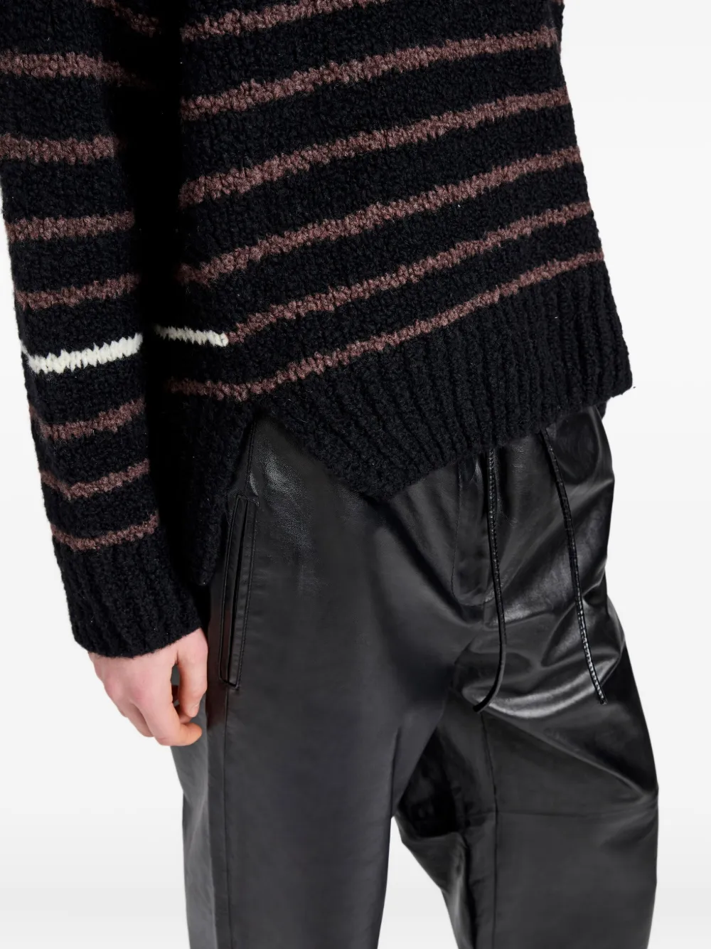 Proenza Schouler White Label Leonie Sweater In Stripe Wool Black Multi In Multi