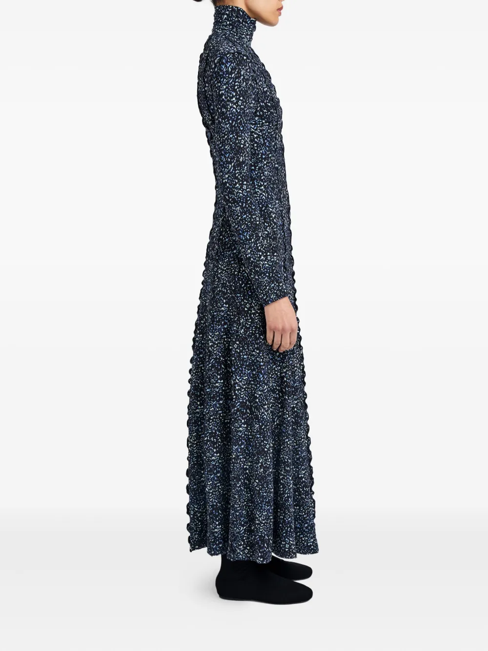 Proenza Schouler White Label Mabel Turtleneck Ruffled Maxi Dress In Blue