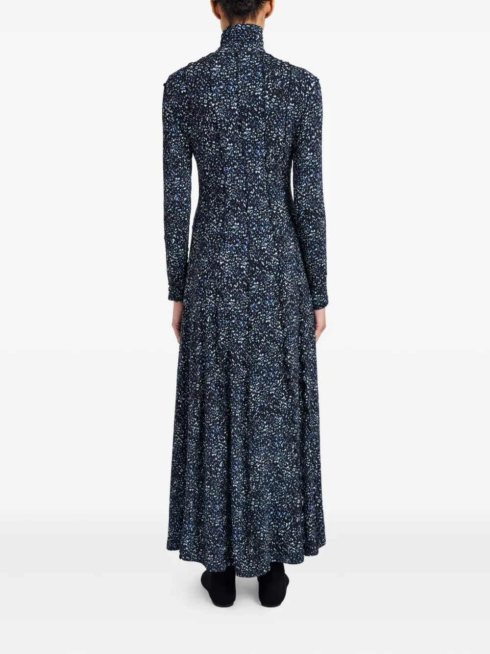 Proenza Schouler White Label Mabel Turtleneck Ruffled Maxi Dress In Blue