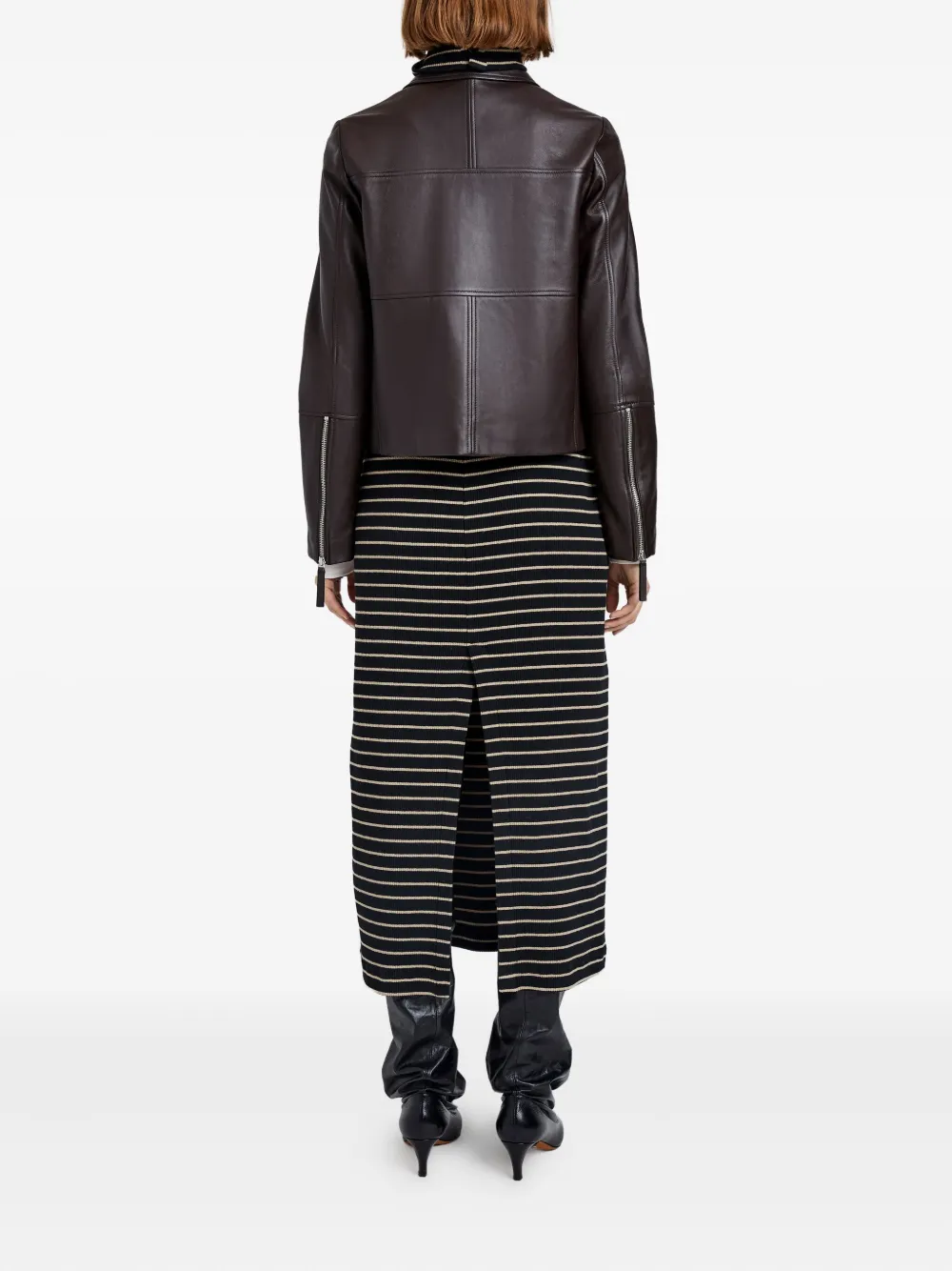 Proenza Schouler White Label Annabel Zip-front Leather Jacket In Brown